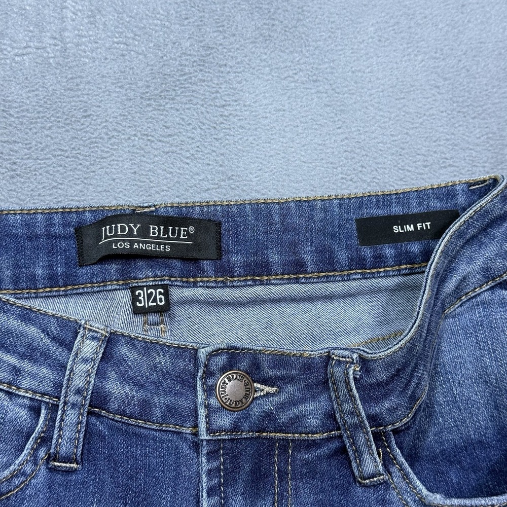 Judy Blue Jeans Womens 3/26 (26x31) Slim Fit Stretch Denim Raw Hem Boho USA - Picture 2 of 10